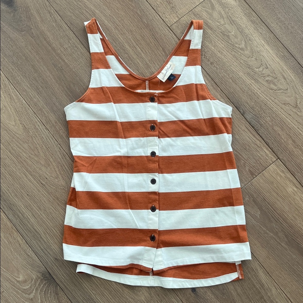 Burnt orange striped tank.